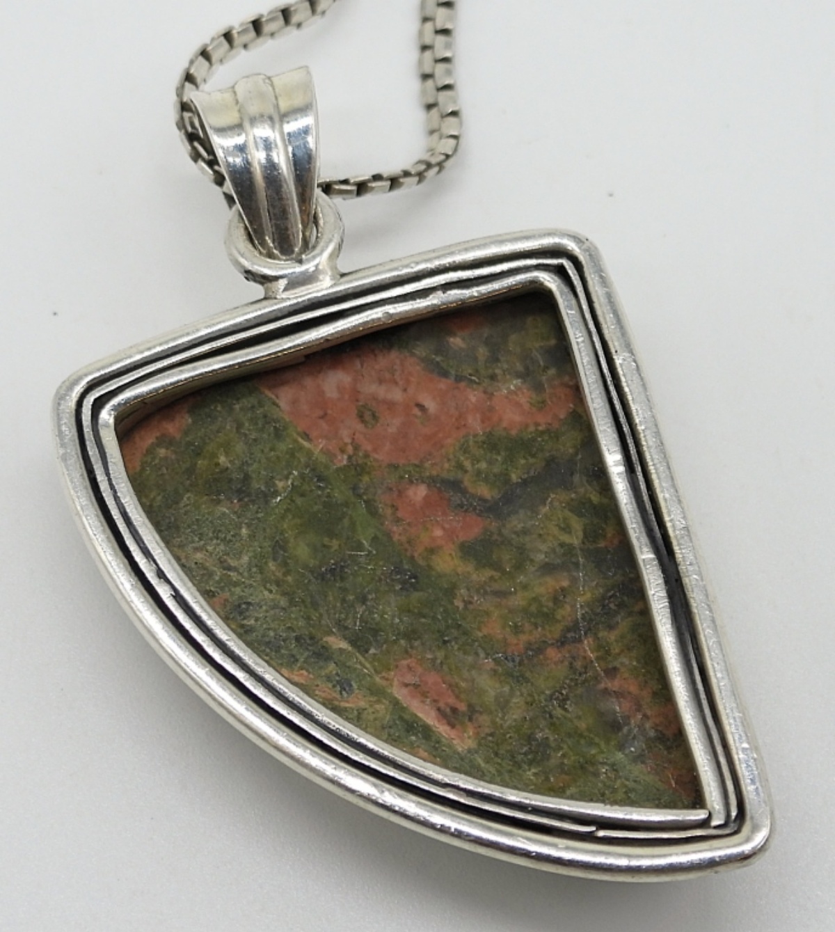 Unakite Jasper, Sterling Silver Necklace
