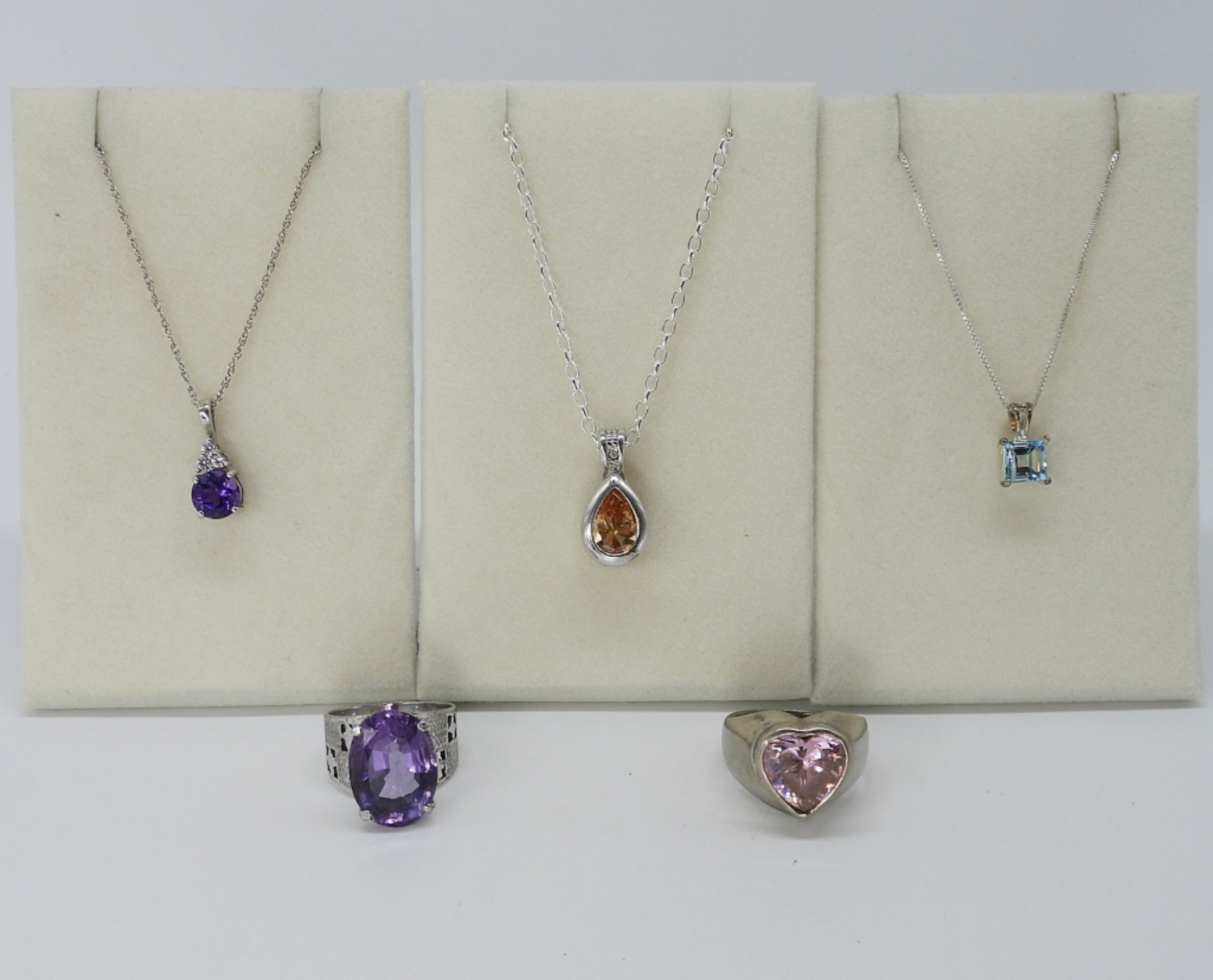 Multi Gemstone Sterling Necklaces & Rings