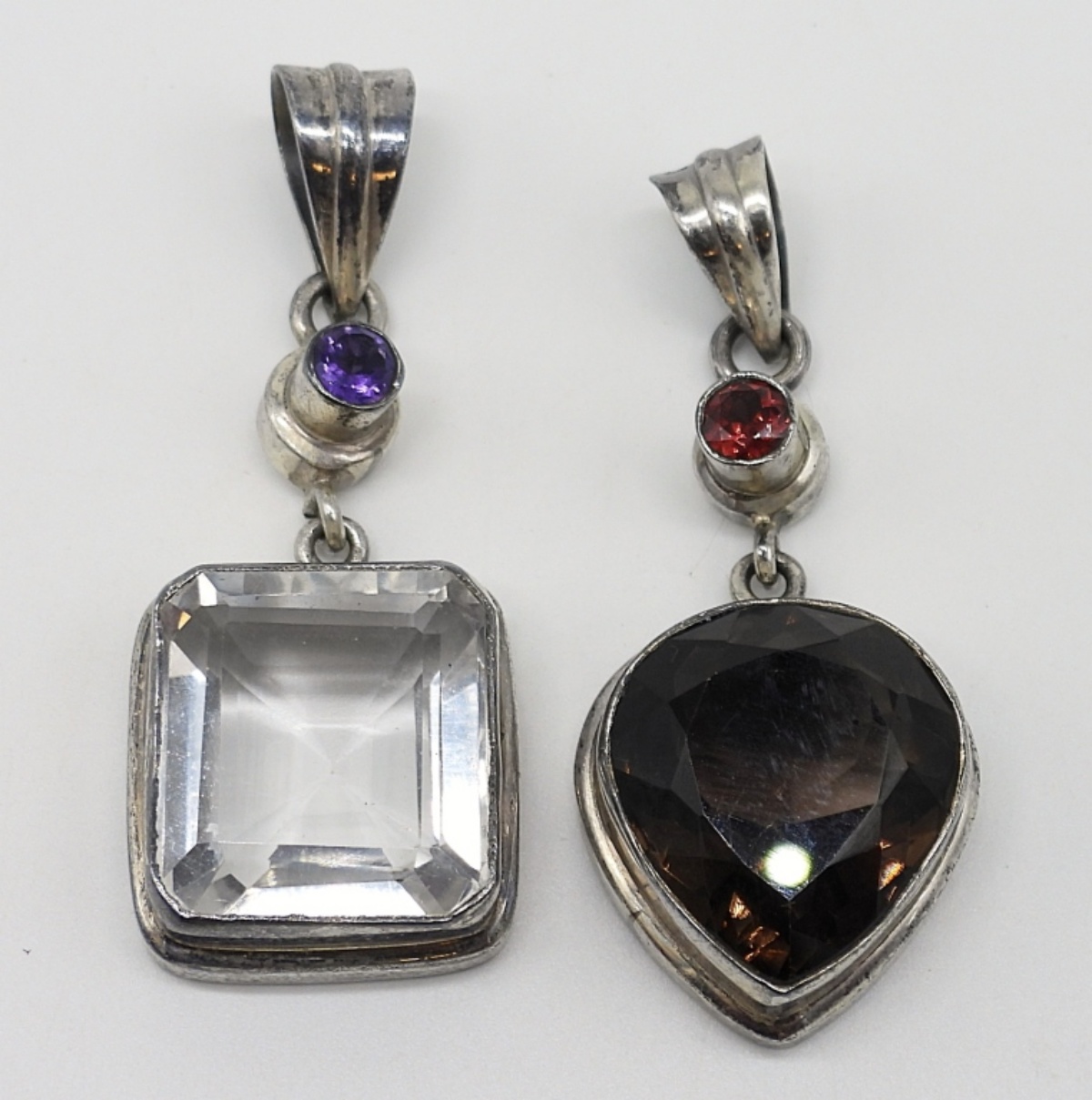 Two Unique Sterling Gemstone Pendants