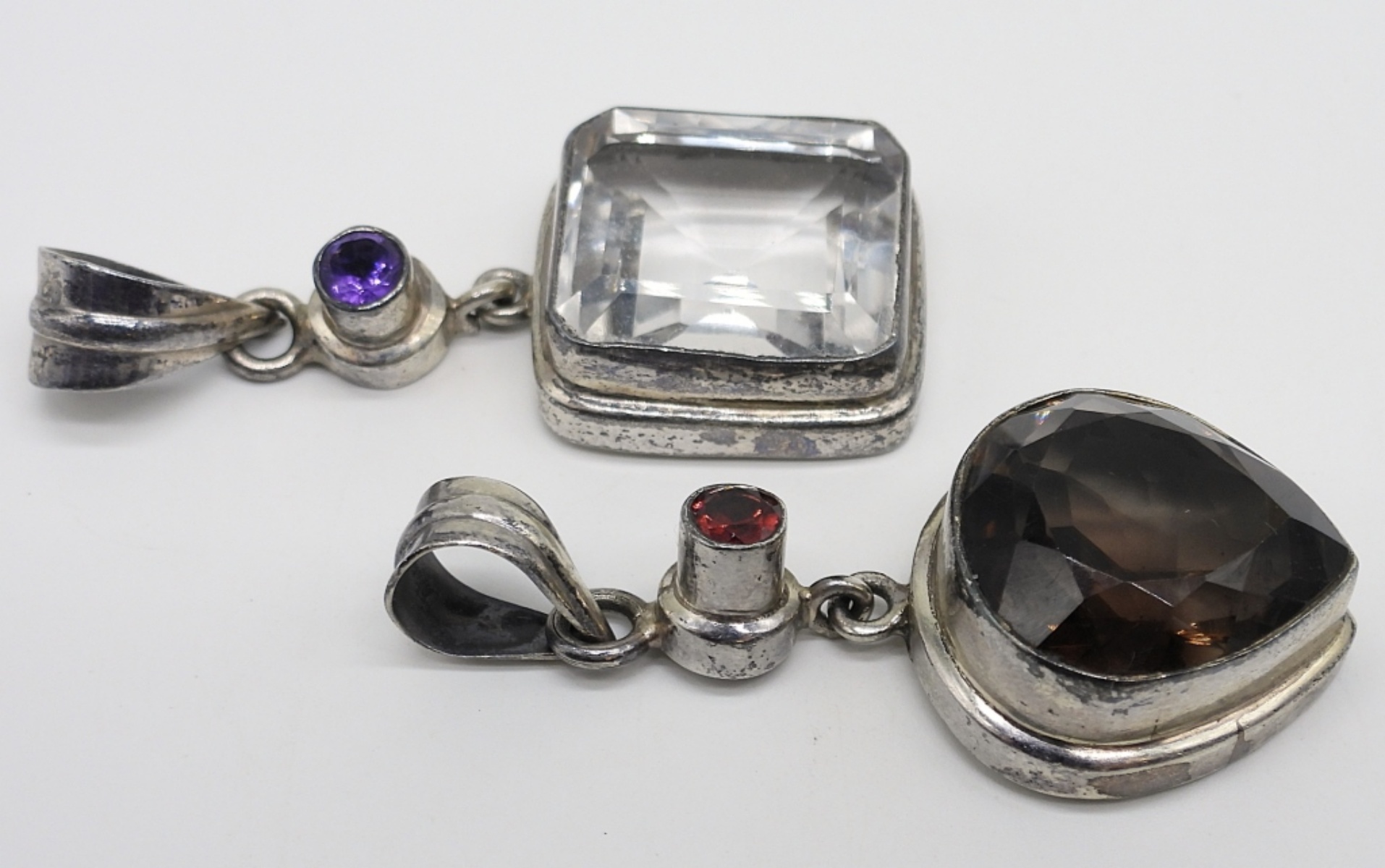Two Unique Sterling Gemstone Pendants