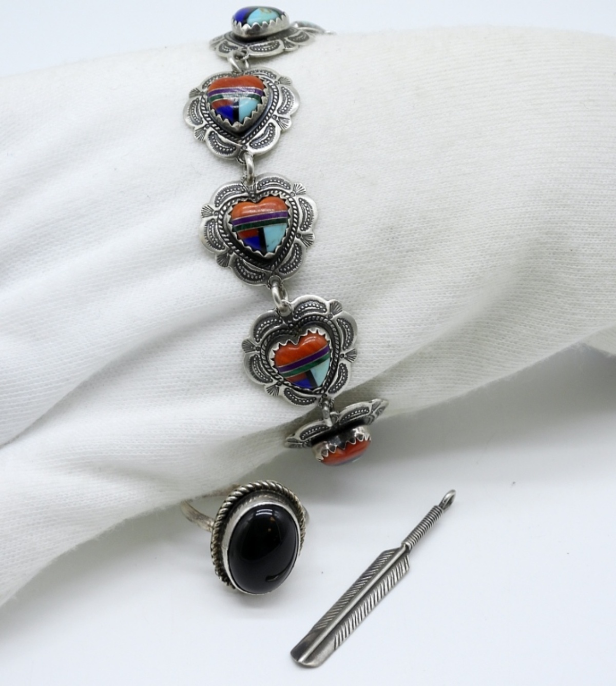 Navajo Black Onyx Ring, Bracelet & Pendant