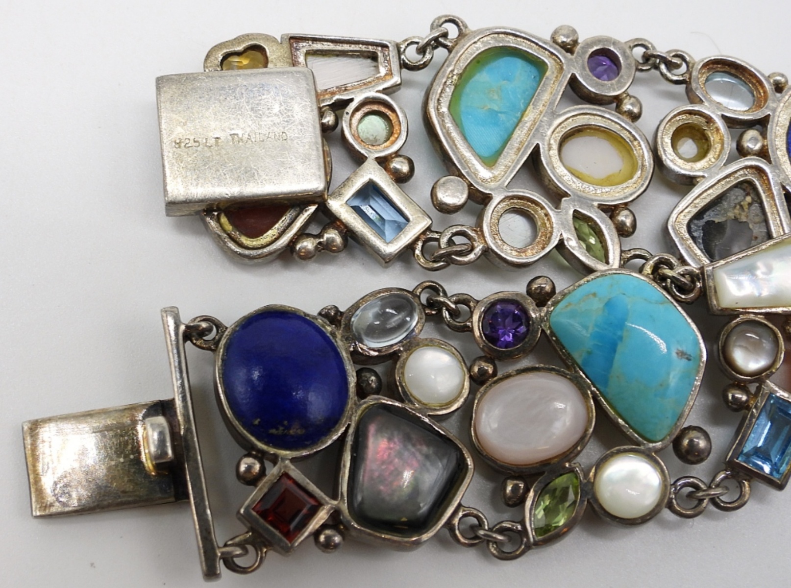 Multi Gemstone Bracelet in Sterling