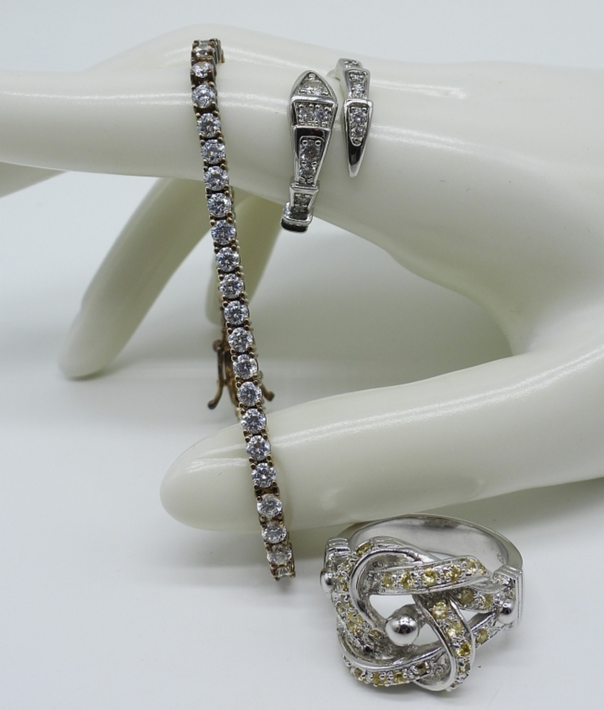 Simulated Diamond Sterling Rings & Bracelet
