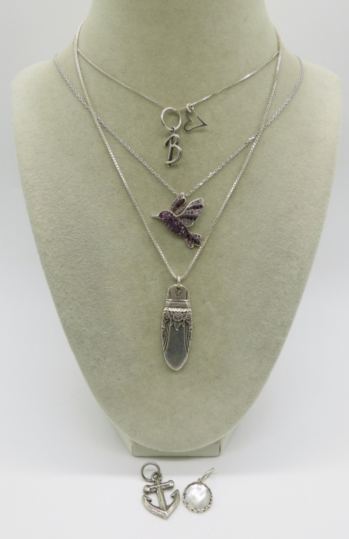 6 Fun Sterling Pendants and Three Chains