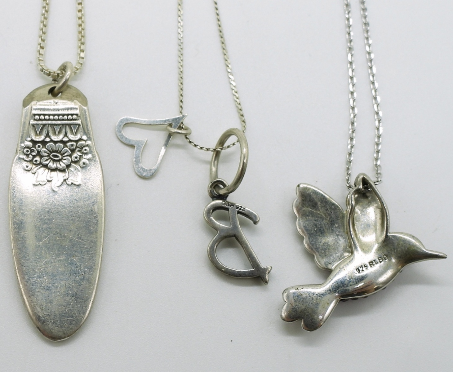 6 Fun Sterling Pendants and Three Chains