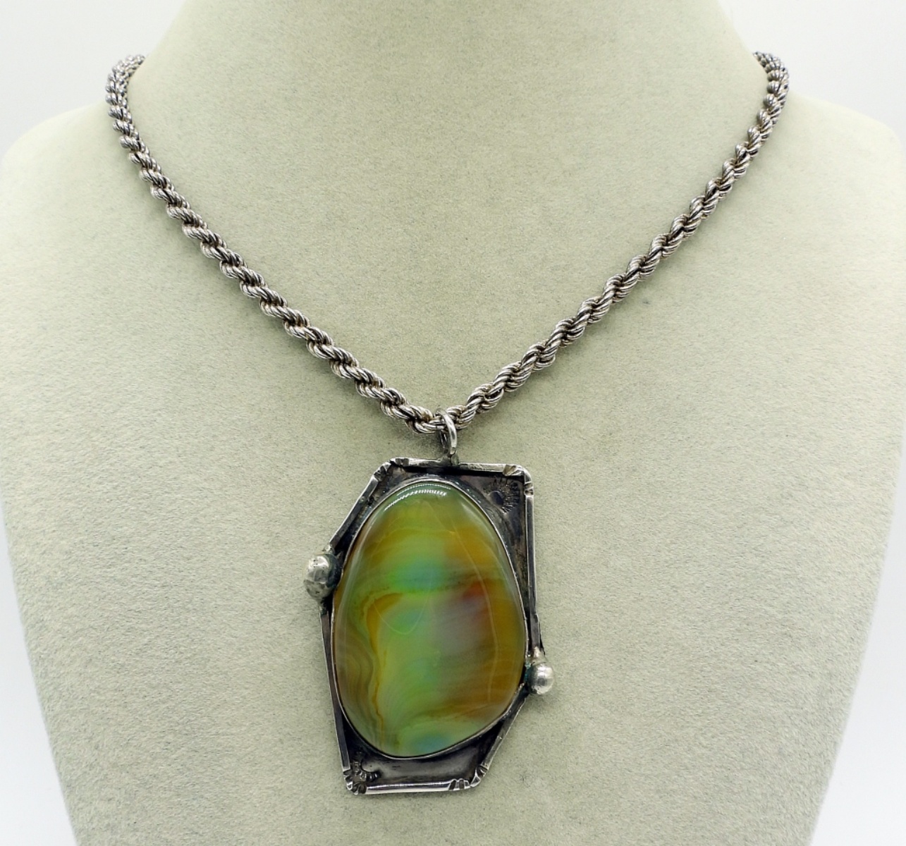 Large Ocean Jasper Pendant & Chain