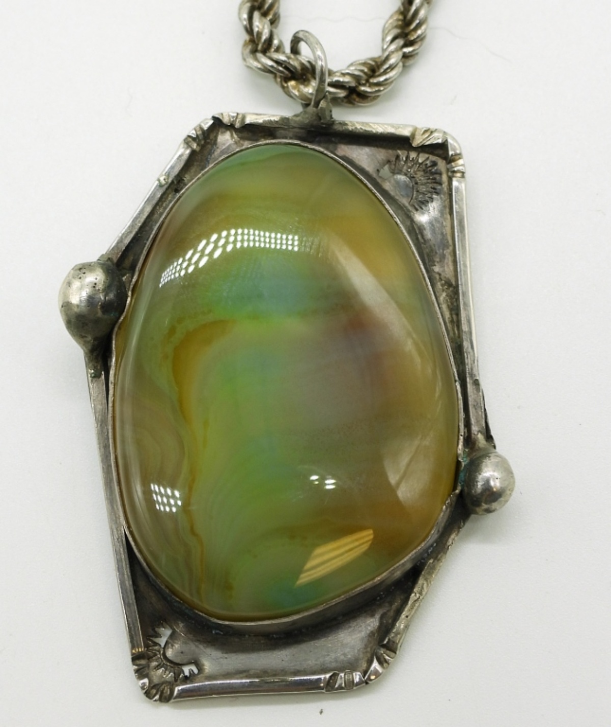 Large Ocean Jasper Pendant & Chain