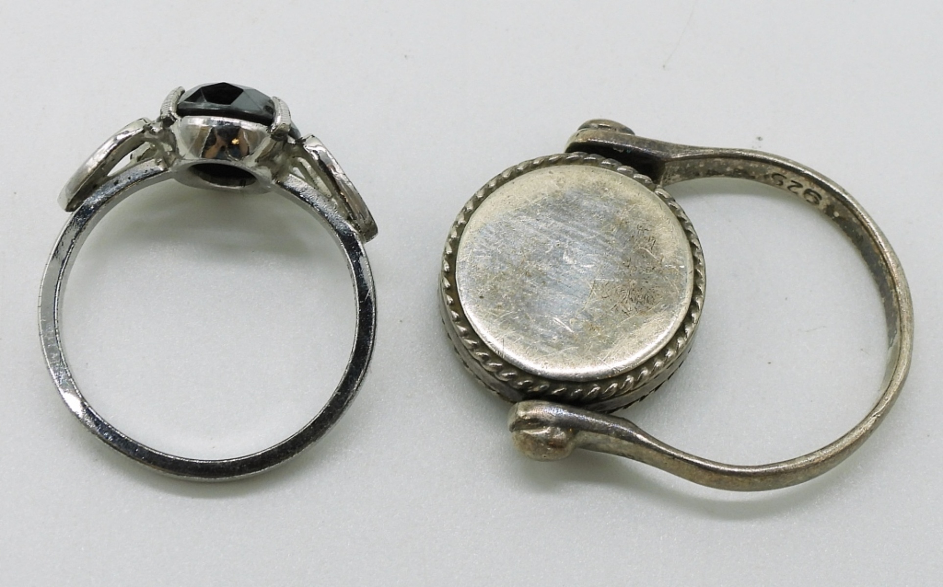 Five Sterling Black Gemstone Fashion Rings