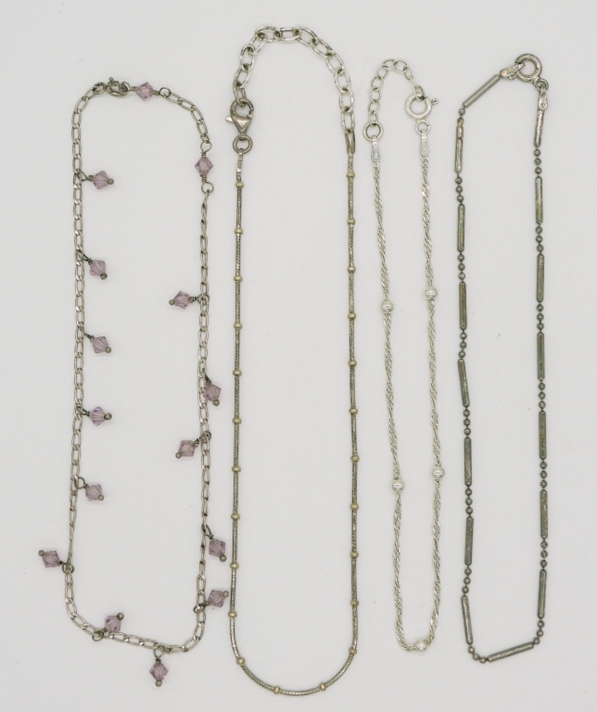 Four Sterling Silver Ankle Bracelets