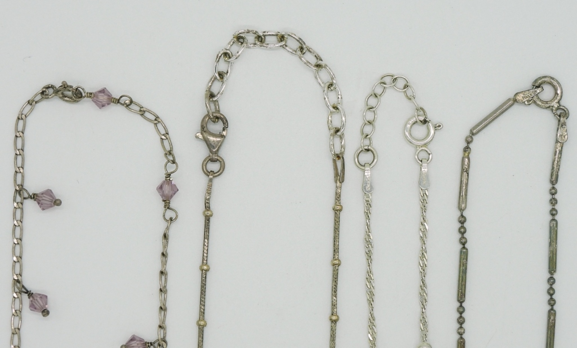 Four Sterling Silver Ankle Bracelets