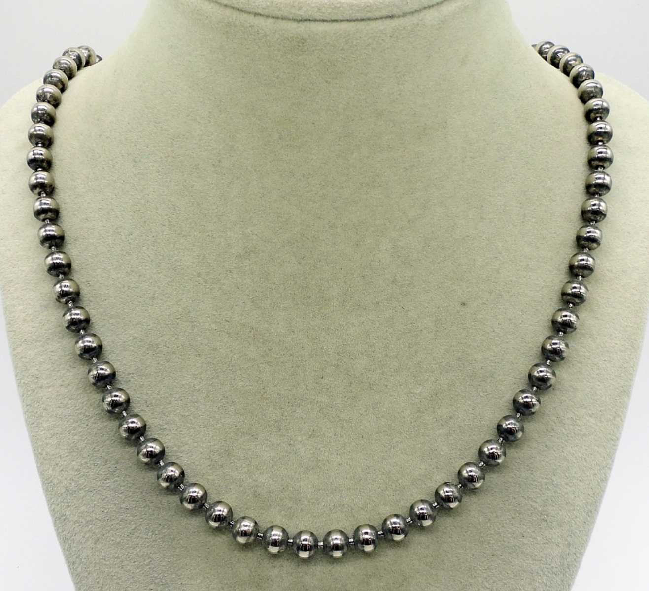 Sterling Beaded Necklace, 24 Inches