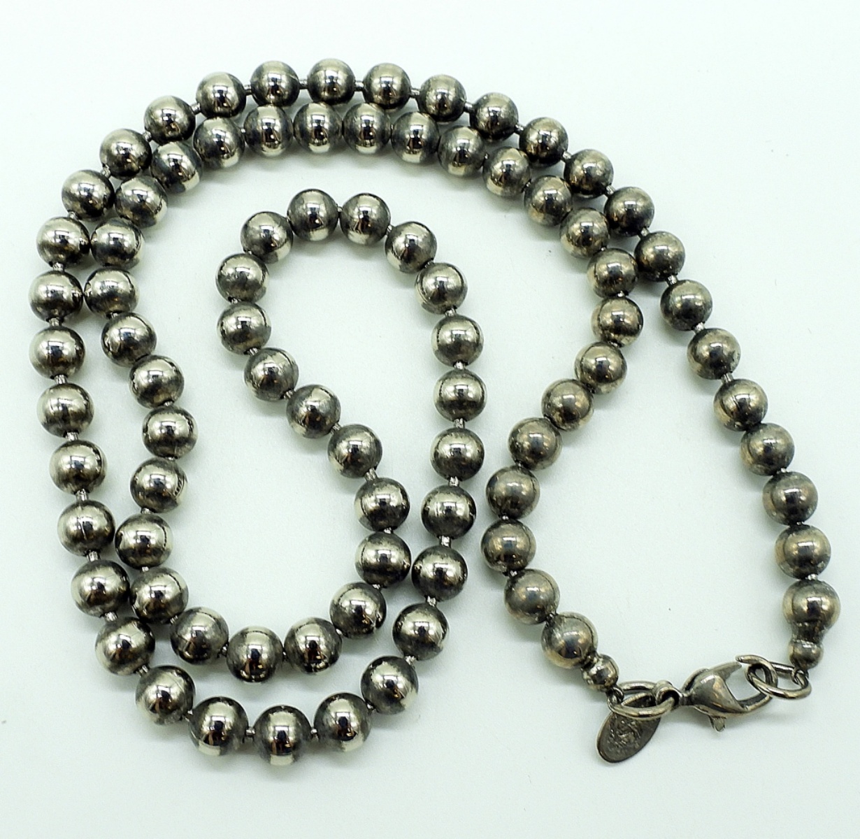 Sterling Beaded Necklace, 24 Inches