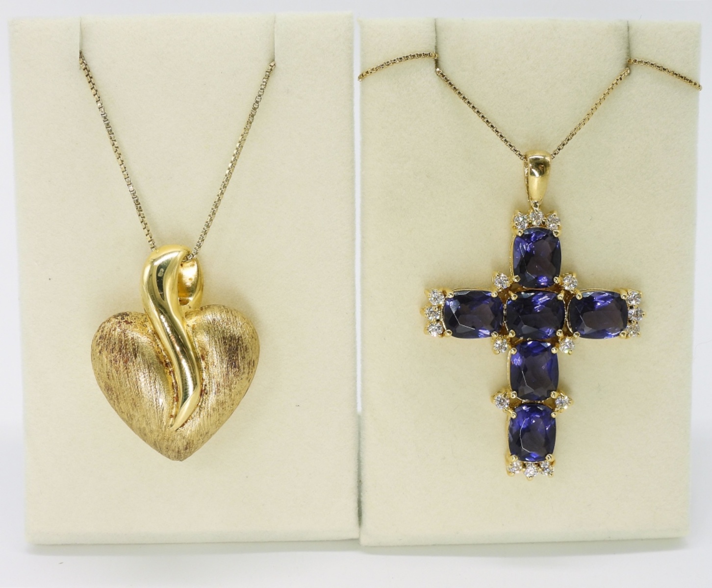 Veronese Sterling Gold Tone Heart Necklace & Cross