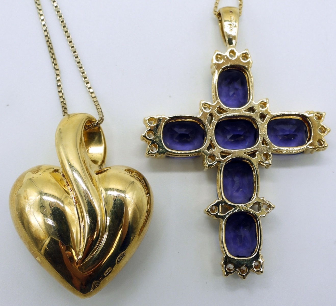 Veronese Sterling Gold Tone Heart Necklace & Cross