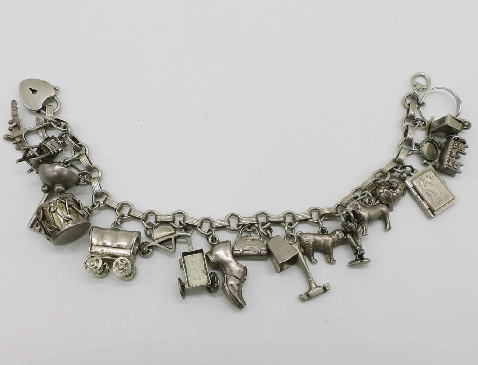 21 Vintage Sterling Charms & Broken Bracelet