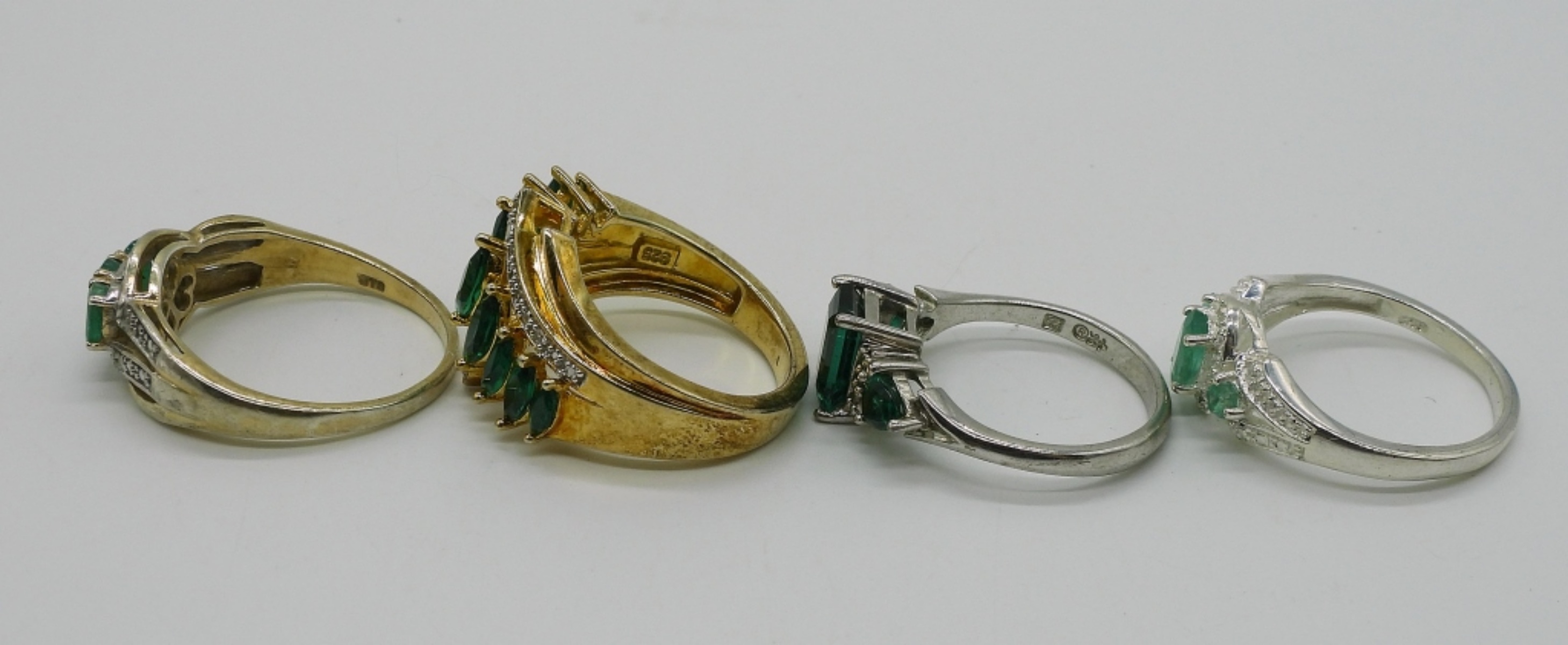 Simulated Emerald Rings, Earrings and Necklace
