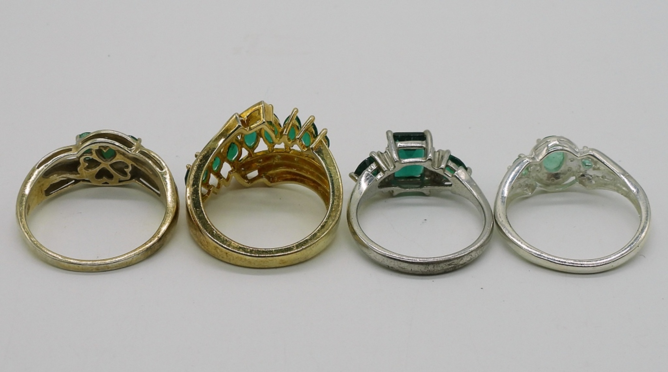 Simulated Emerald Rings, Earrings and Necklace