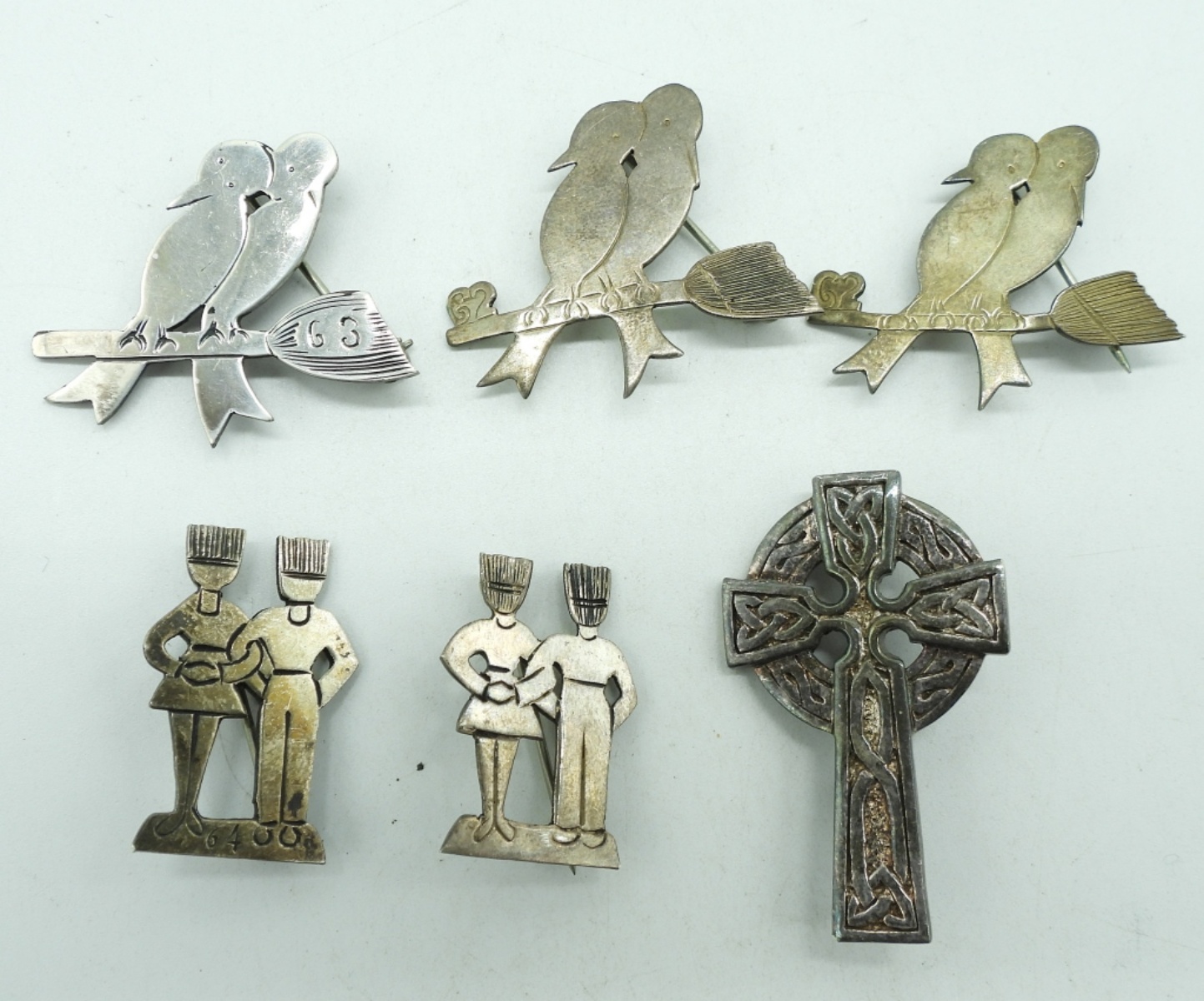 Six Small Sterling Pins, Circa 1960's