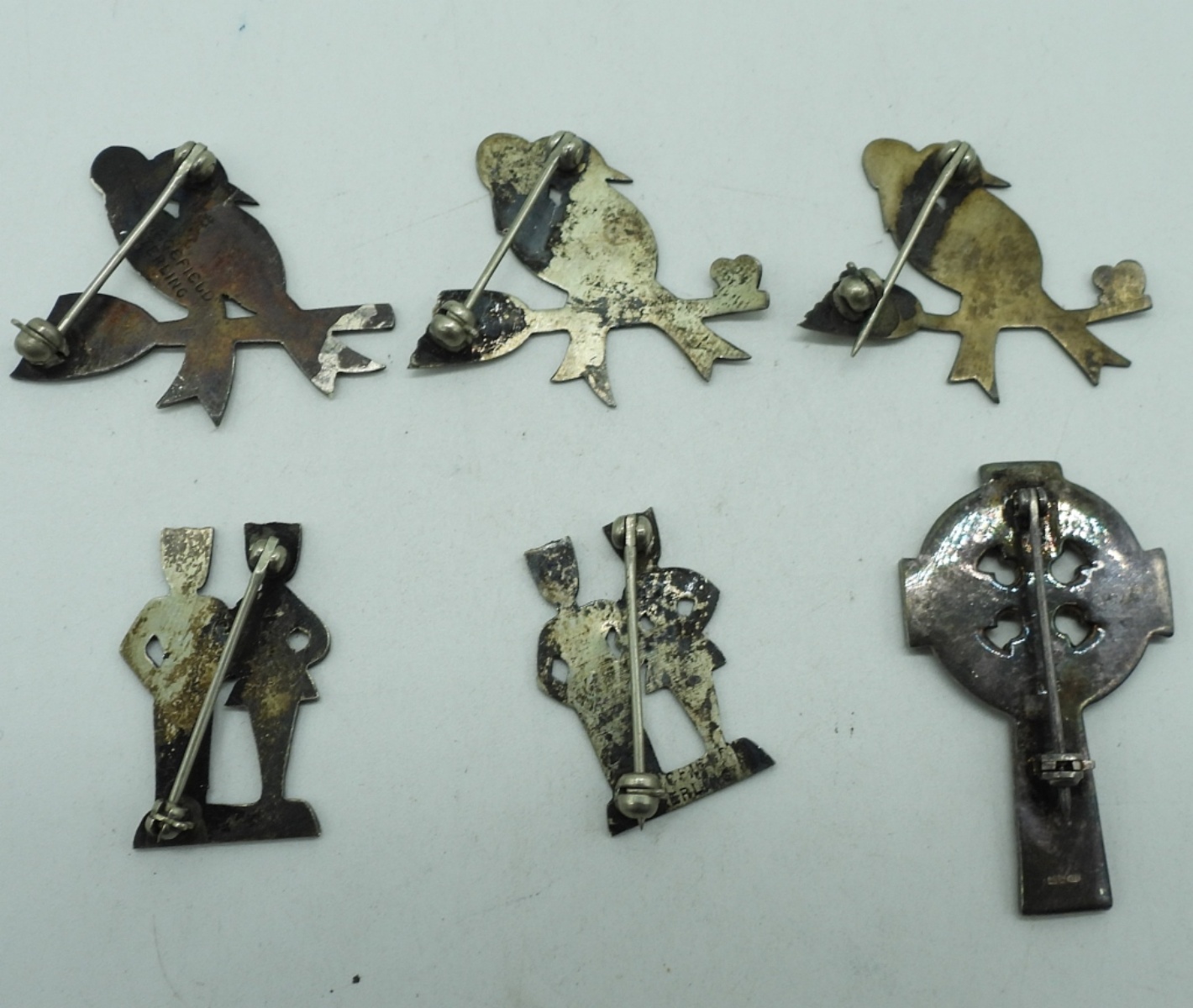 Six Small Sterling Pins, Circa 1960's