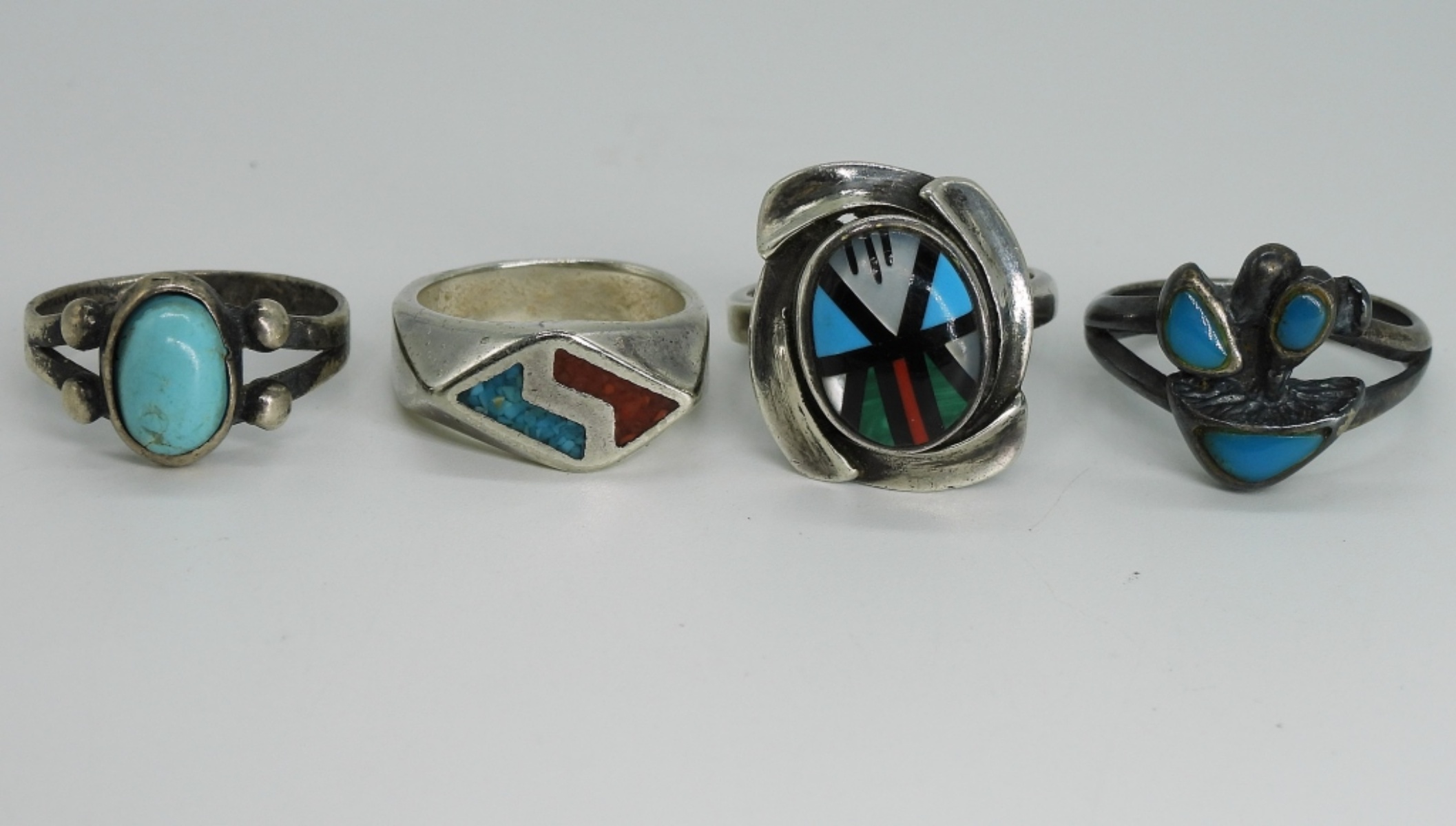 Four Southwestern Style Sterling Rings