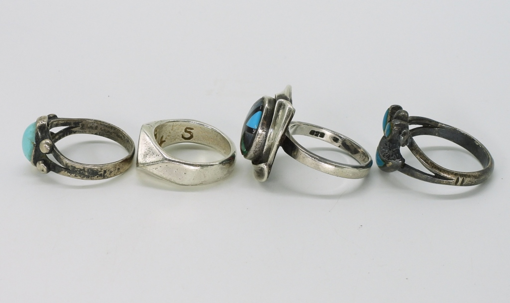 Four Southwestern Style Sterling Rings