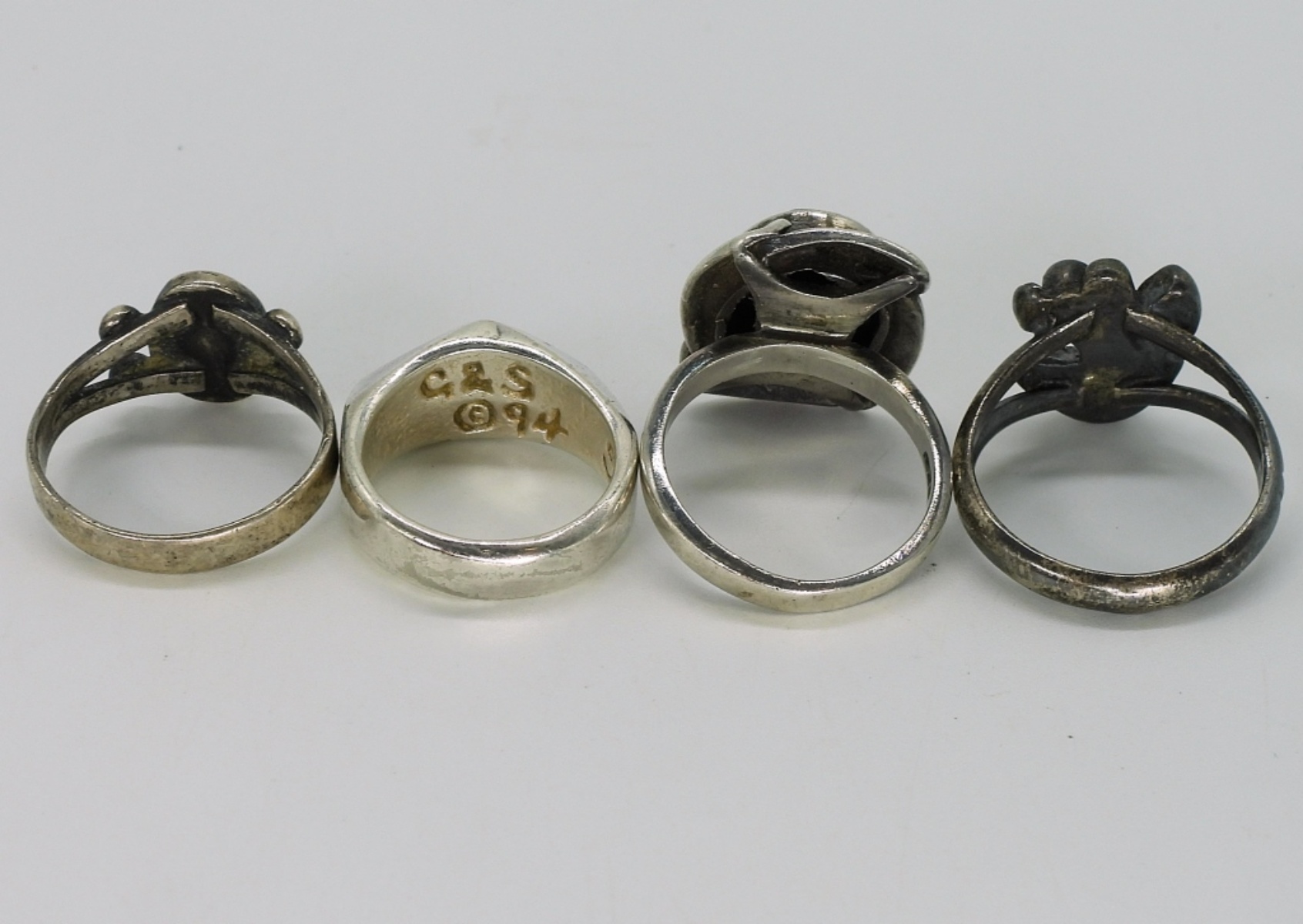 Four Southwestern Style Sterling Rings