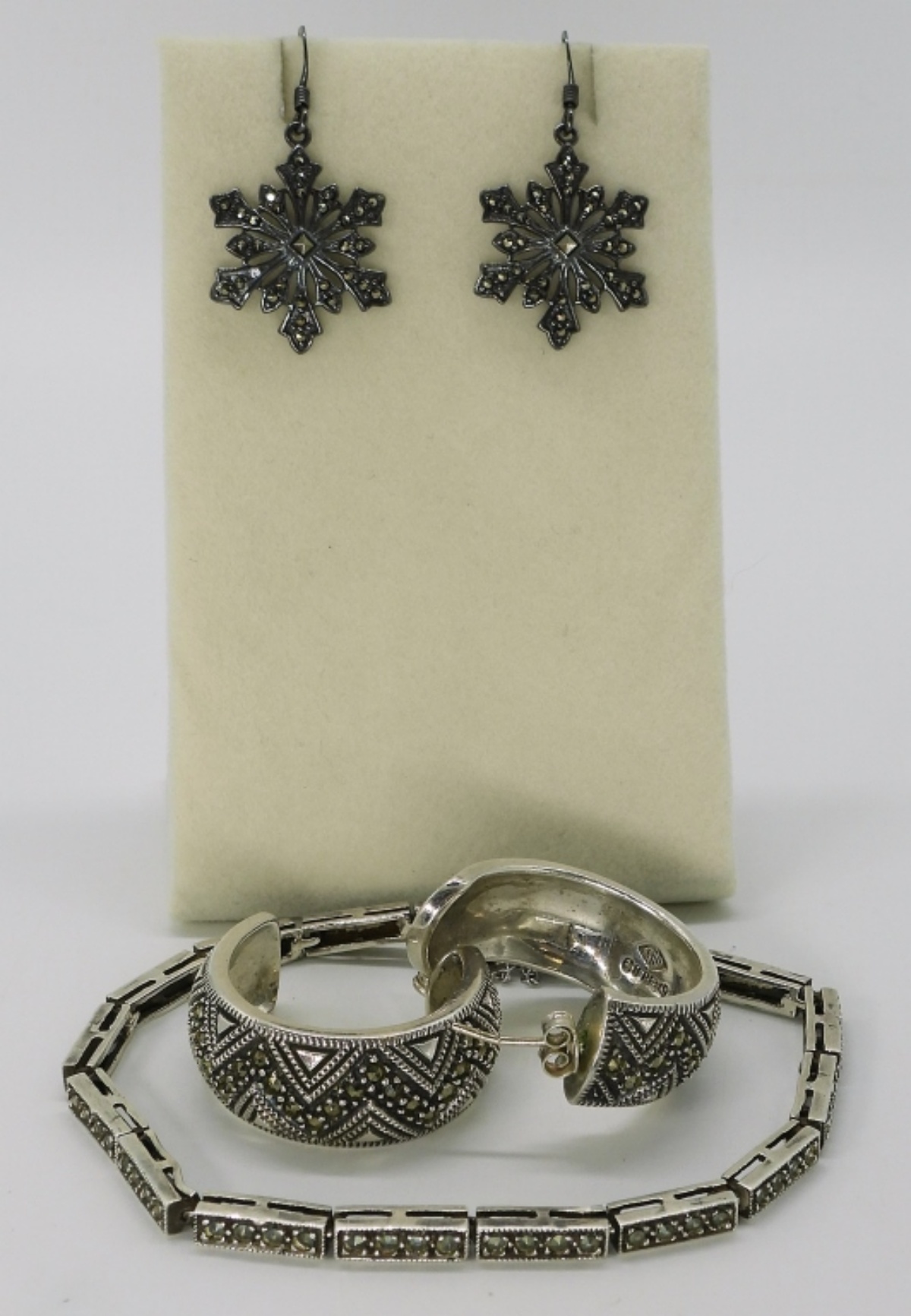 Marcasite Sterling Earrings and Bracelet