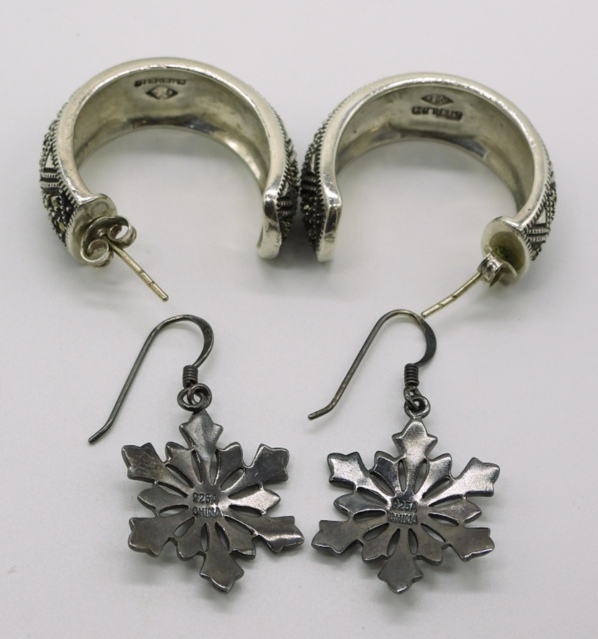 Marcasite Sterling Earrings and Bracelet