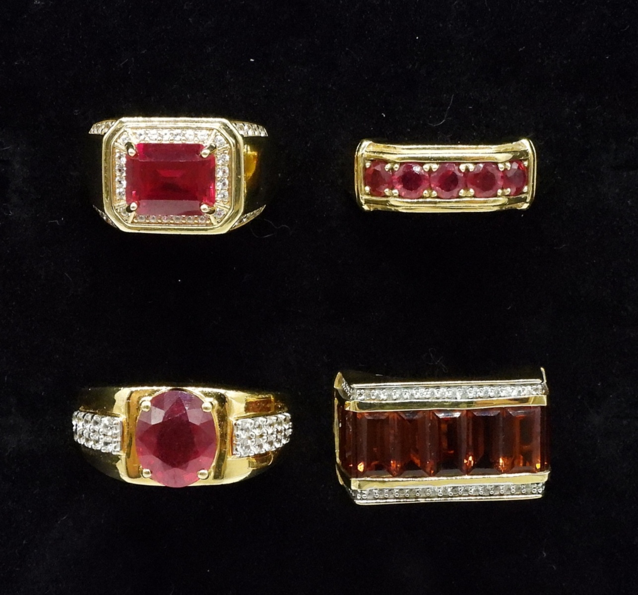 Gold Tone Sterling, Simulated Ruby & Garnet