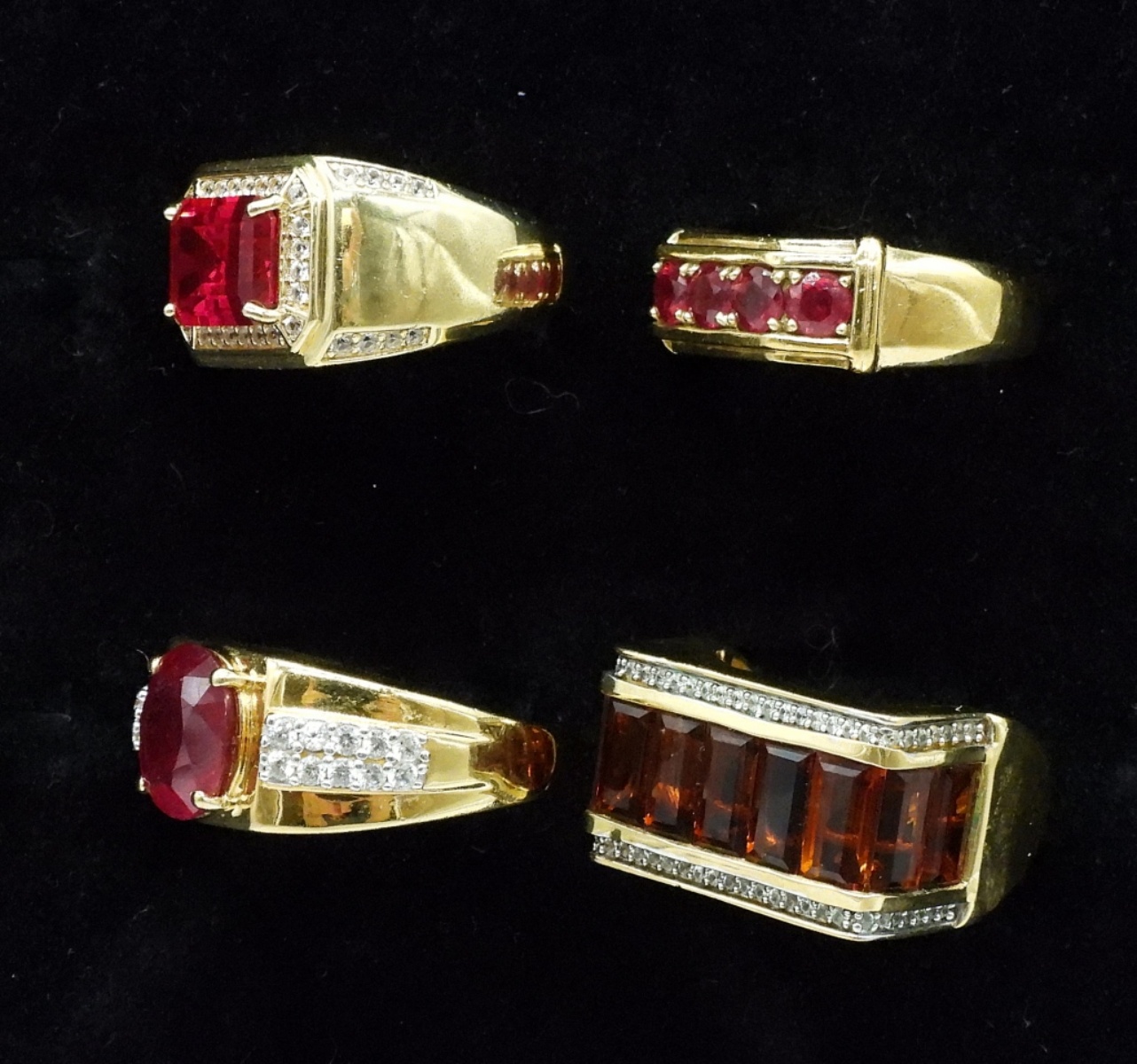 Gold Tone Sterling, Simulated Ruby & Garnet