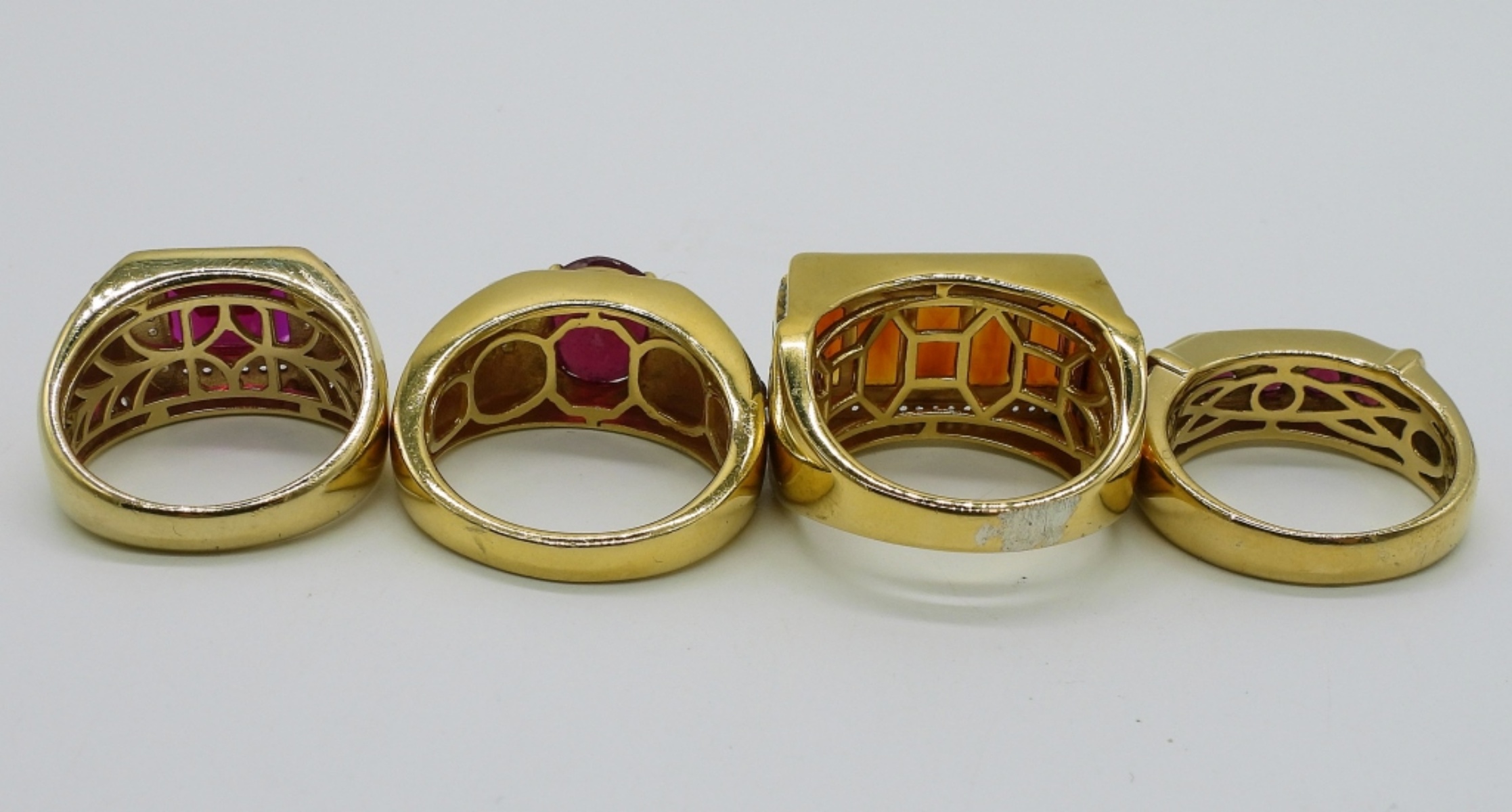 Gold Tone Sterling, Simulated Ruby & Garnet