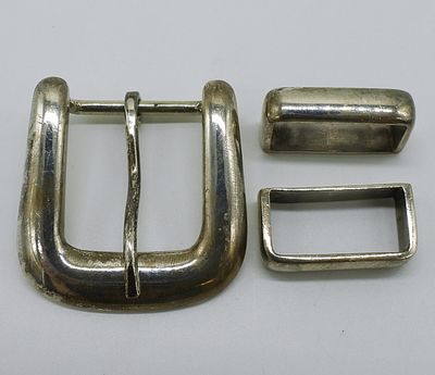 Max Lang, Sterling Belt Buckle and Loops. Max Lang, sterling belt buckle and matching belt 