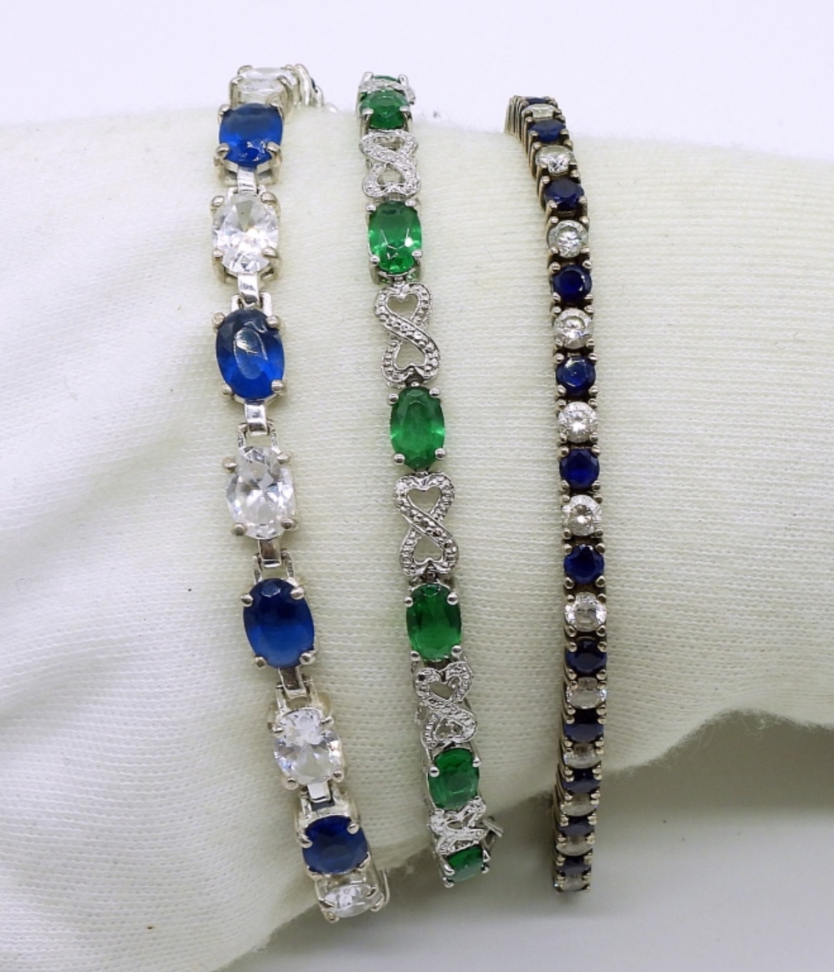 3 Simulated Gemstone 925 Bracelets