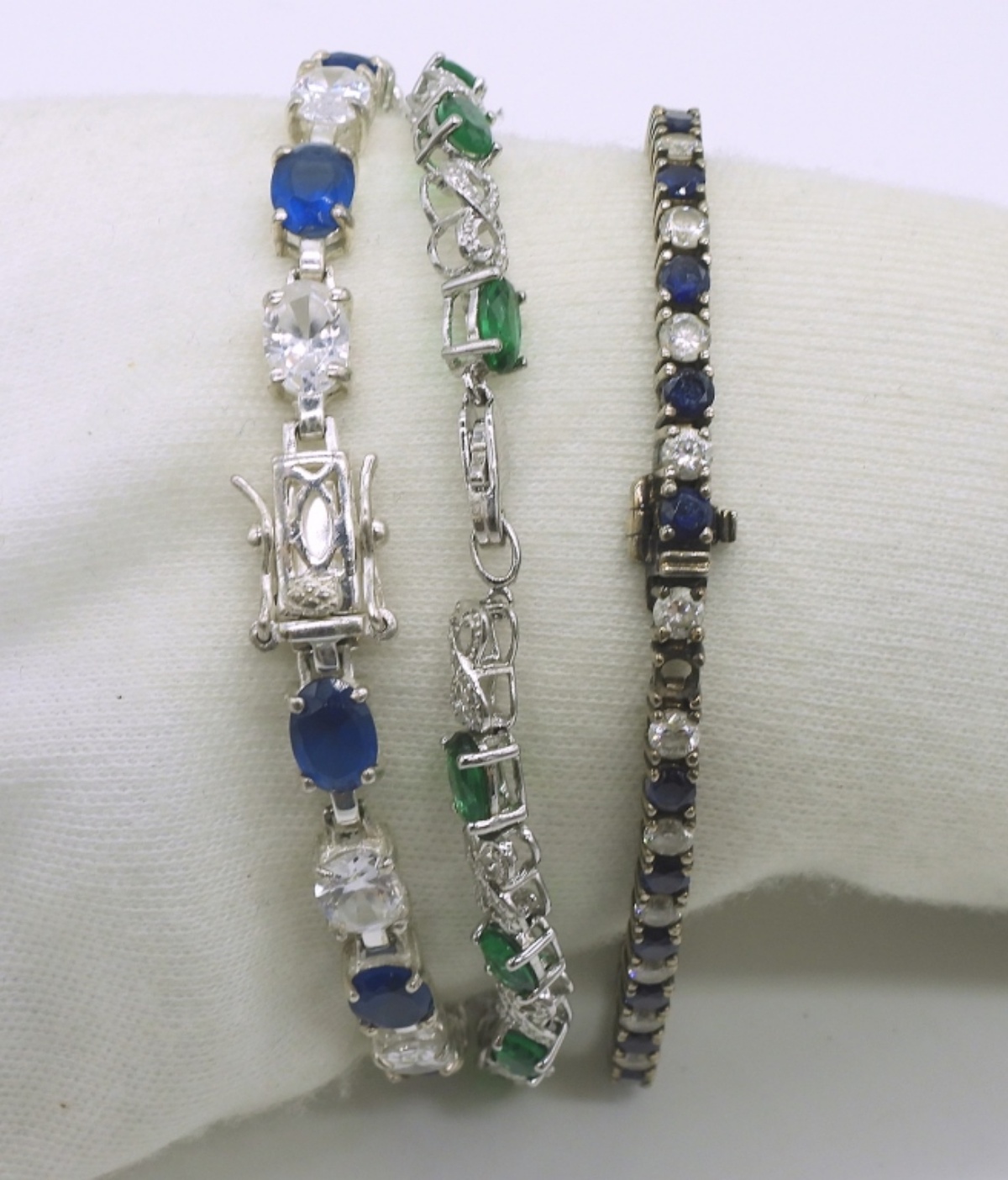 3 Simulated Gemstone 925 Bracelets
