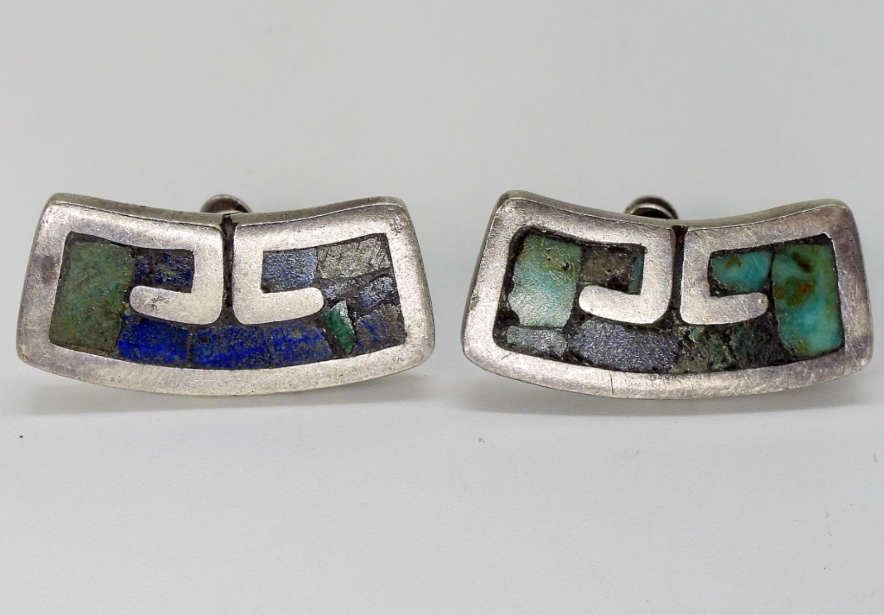 Mosaic Azteca Mexico 925 Inlaid Necklace & Earring
