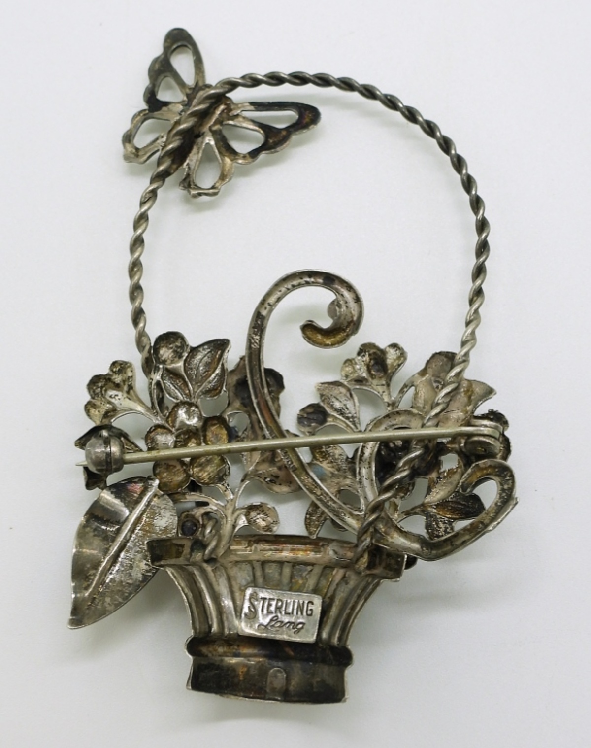Lang Sterling Flowr Basket Brooch