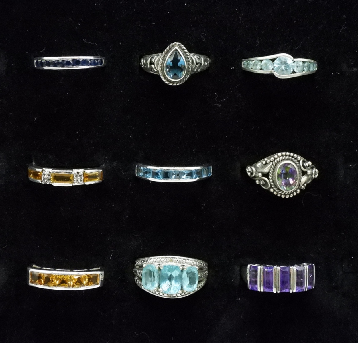 9 Sterling Gemstone Fashion Rings