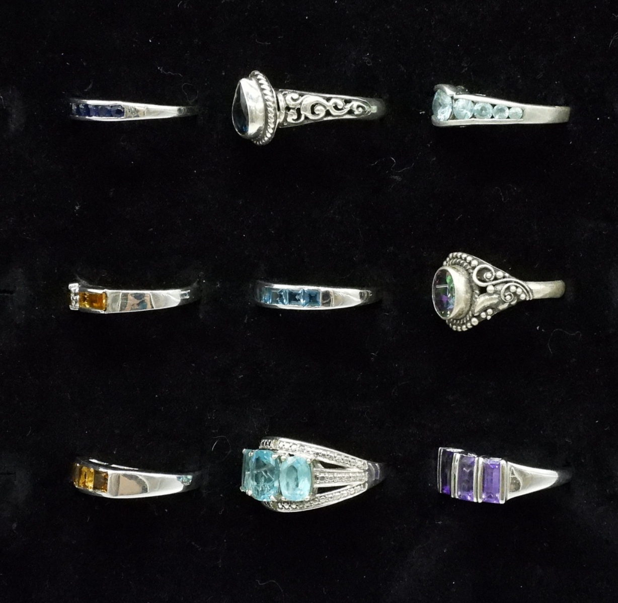 9 Sterling Gemstone Fashion Rings