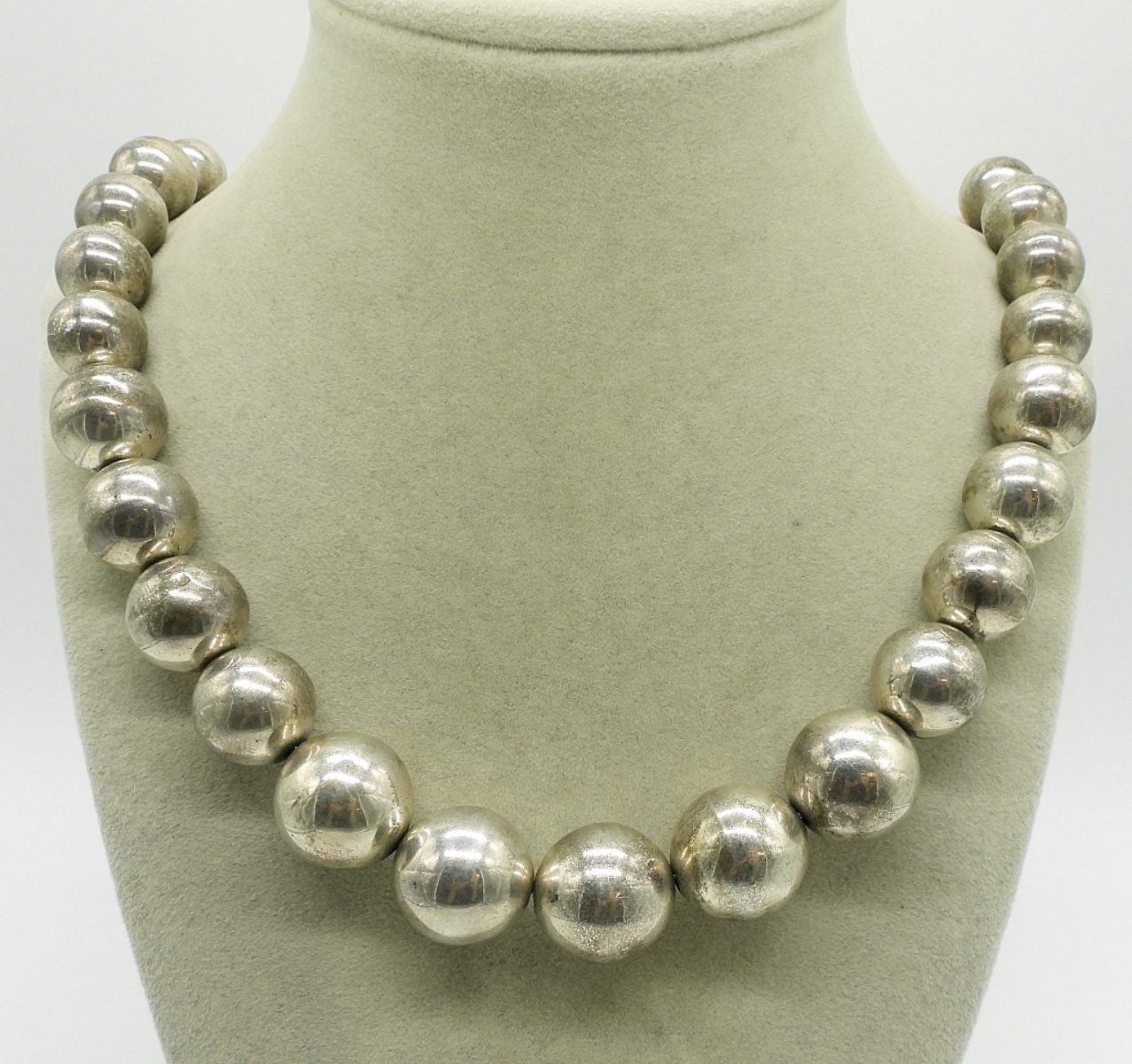 Taxco Sterling Graduated Bead Necklace