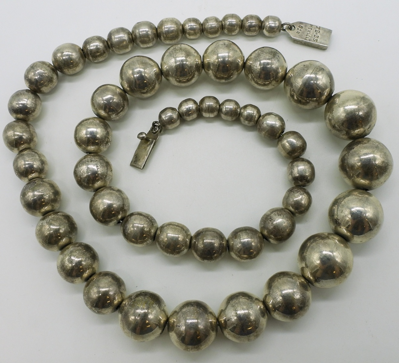 Taxco Sterling Graduated Bead Necklace