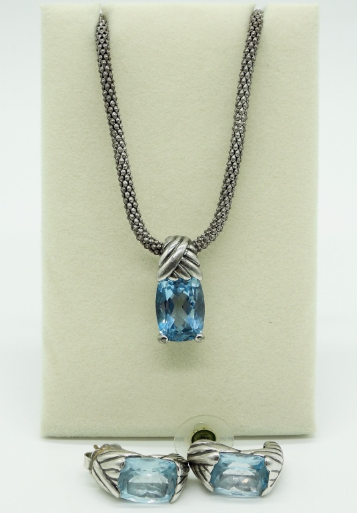 Blue Topaz Sterling Necklace & Earrings
