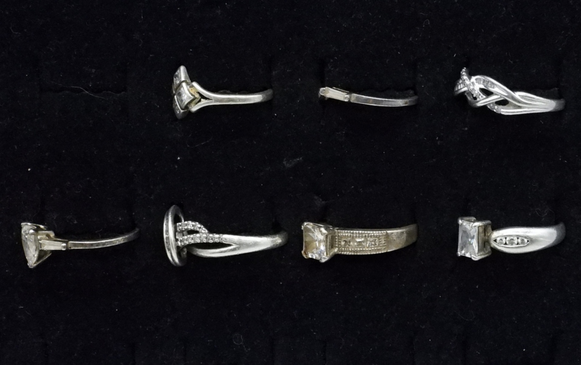 7 Sterling simulated Diamond Rings