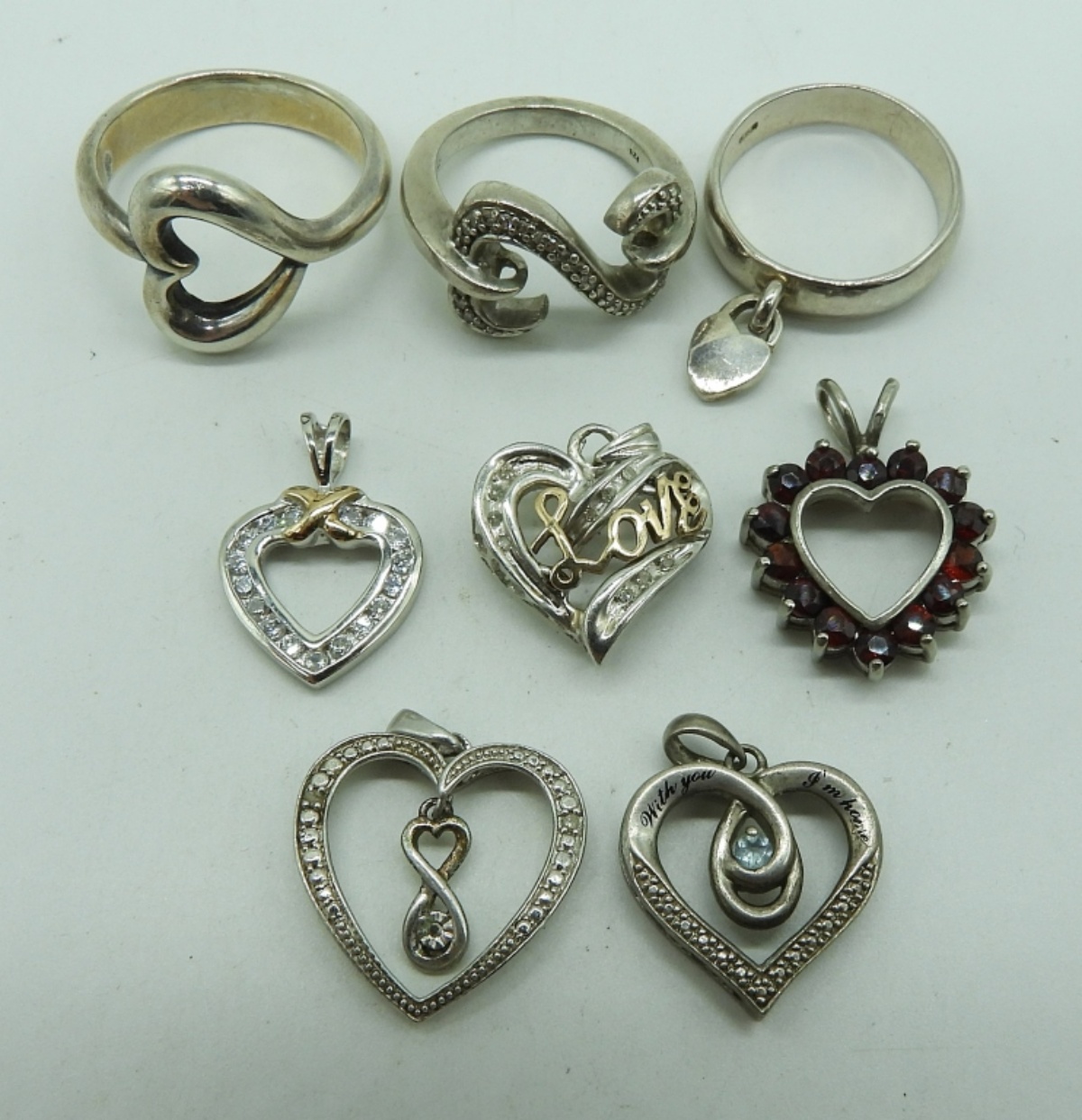 Heart Shaped 925 Pendants and Rings