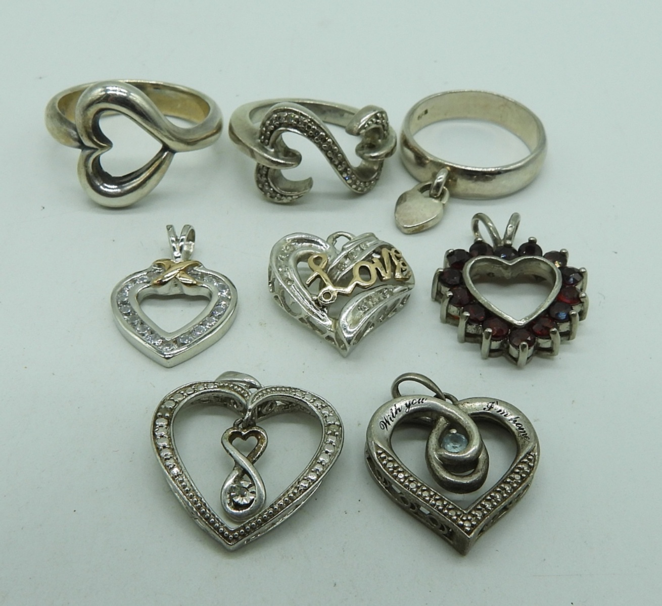 Heart Shaped 925 Pendants and Rings