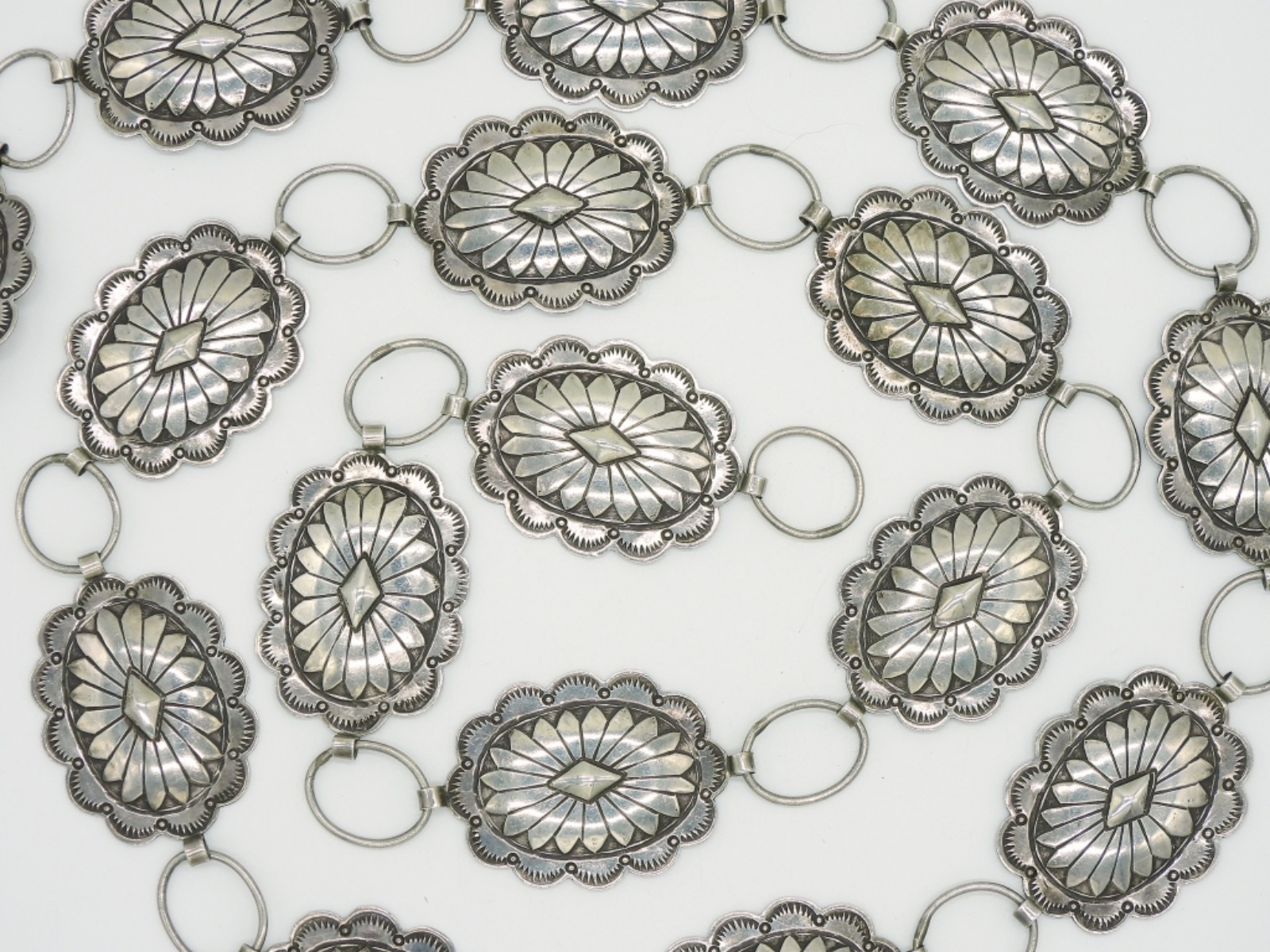 L. Blackgoat, Navajo Sterling Belt, 37 Inches
