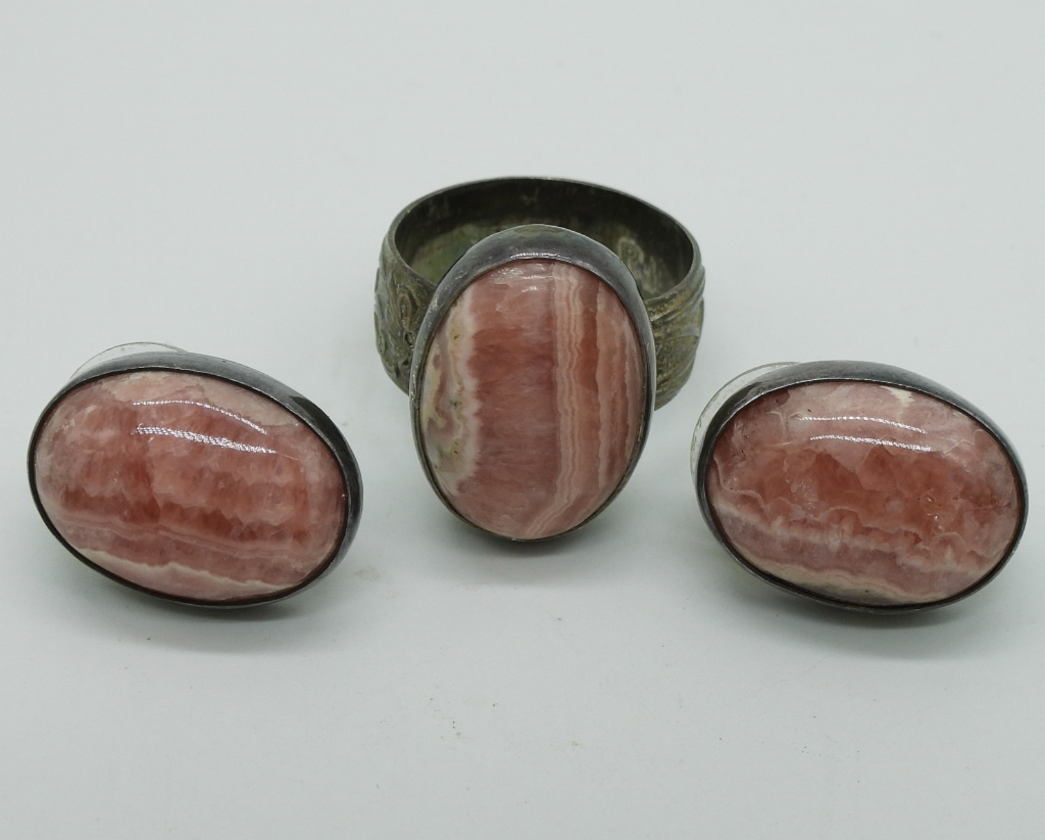 Rhodochrosite Sterling Ring & Earrings