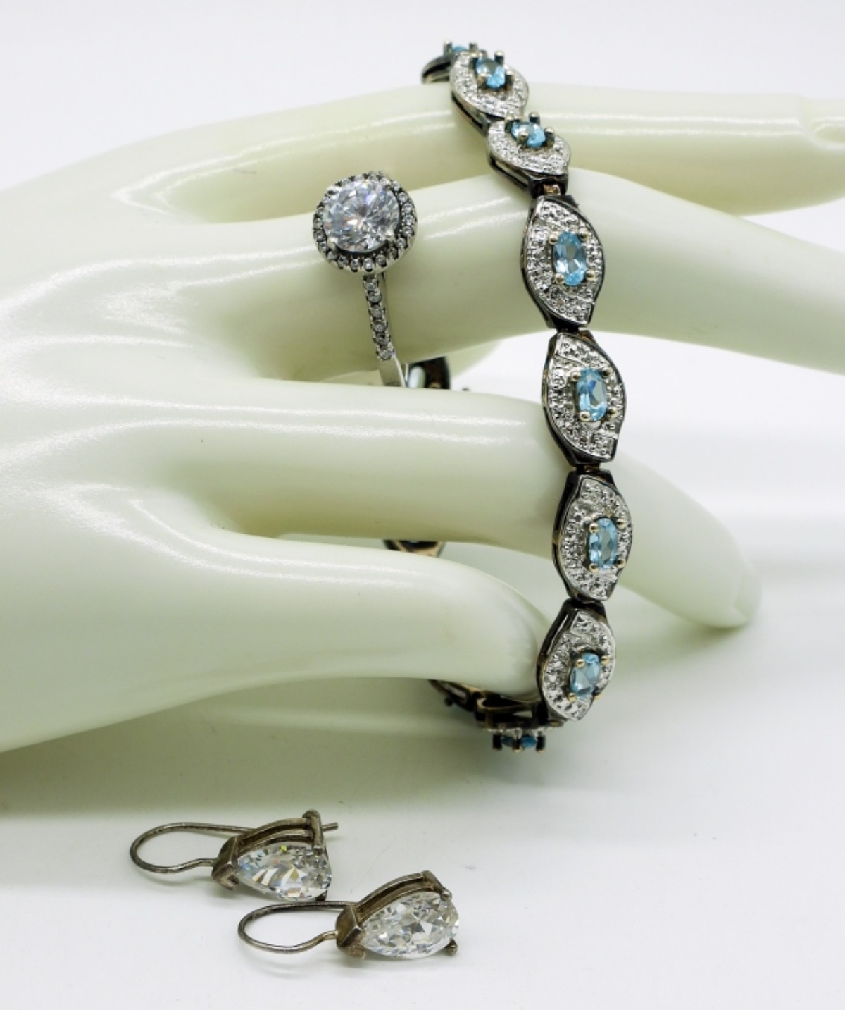 Blue Topaz & Simulated Diamond Set