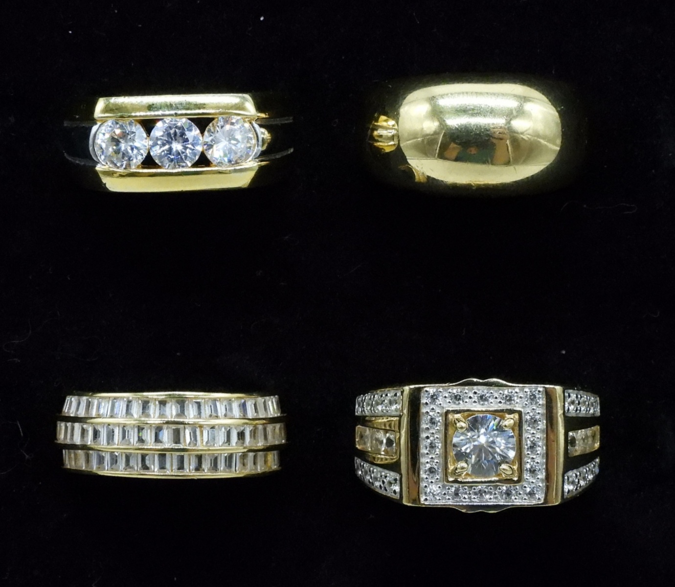 Four Gold Tone Sterling Rings