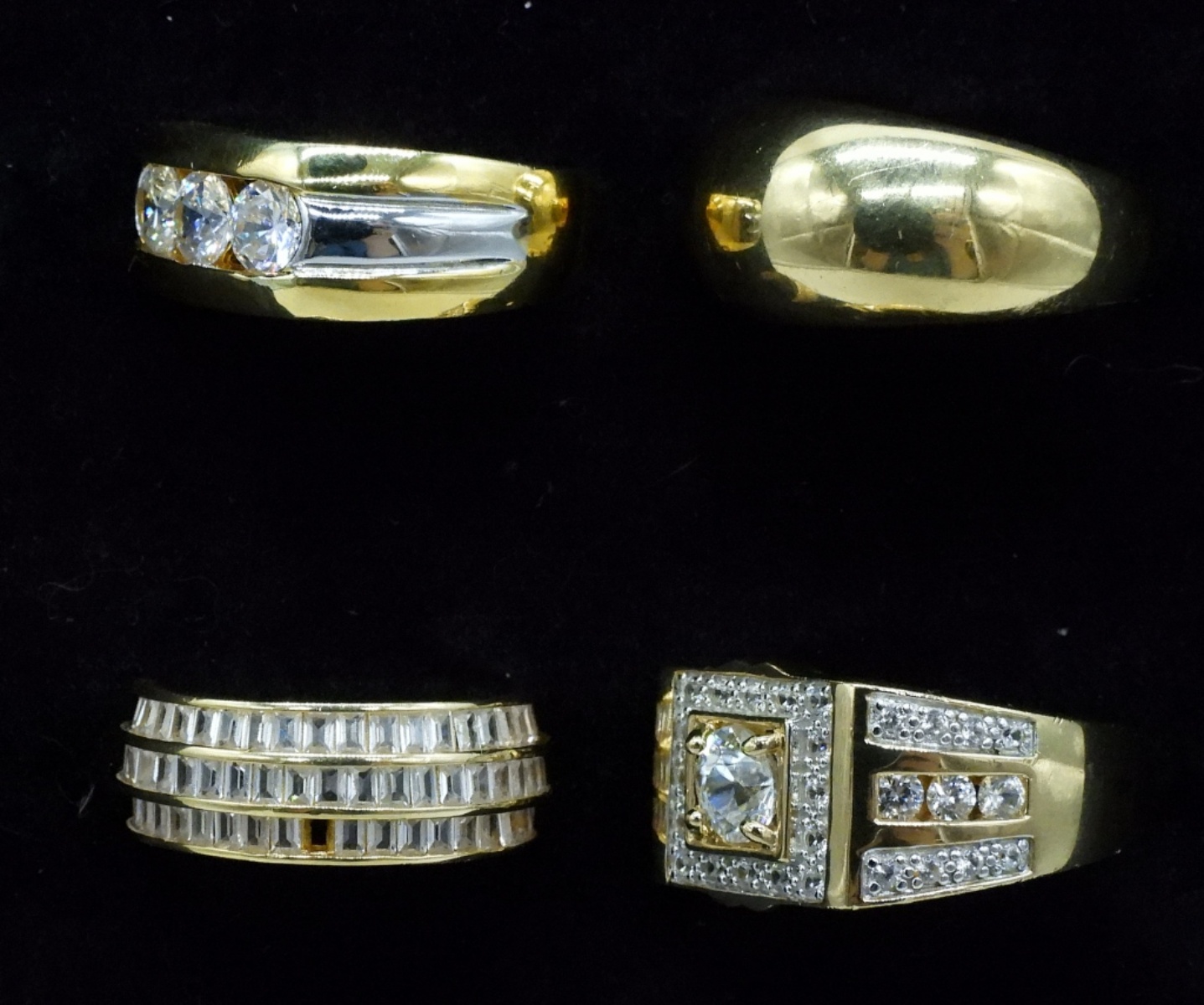 Four Gold Tone Sterling Rings