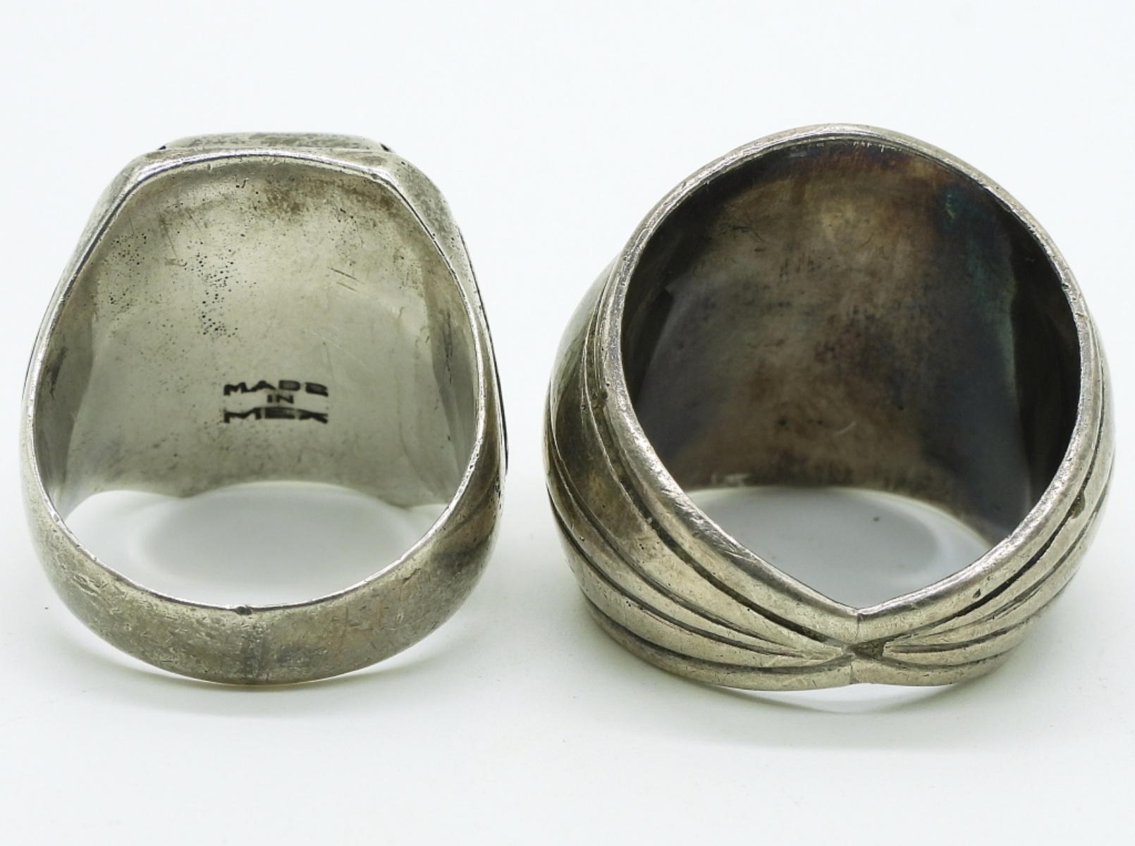 Two Vintage Sterling Black Onyx Rings